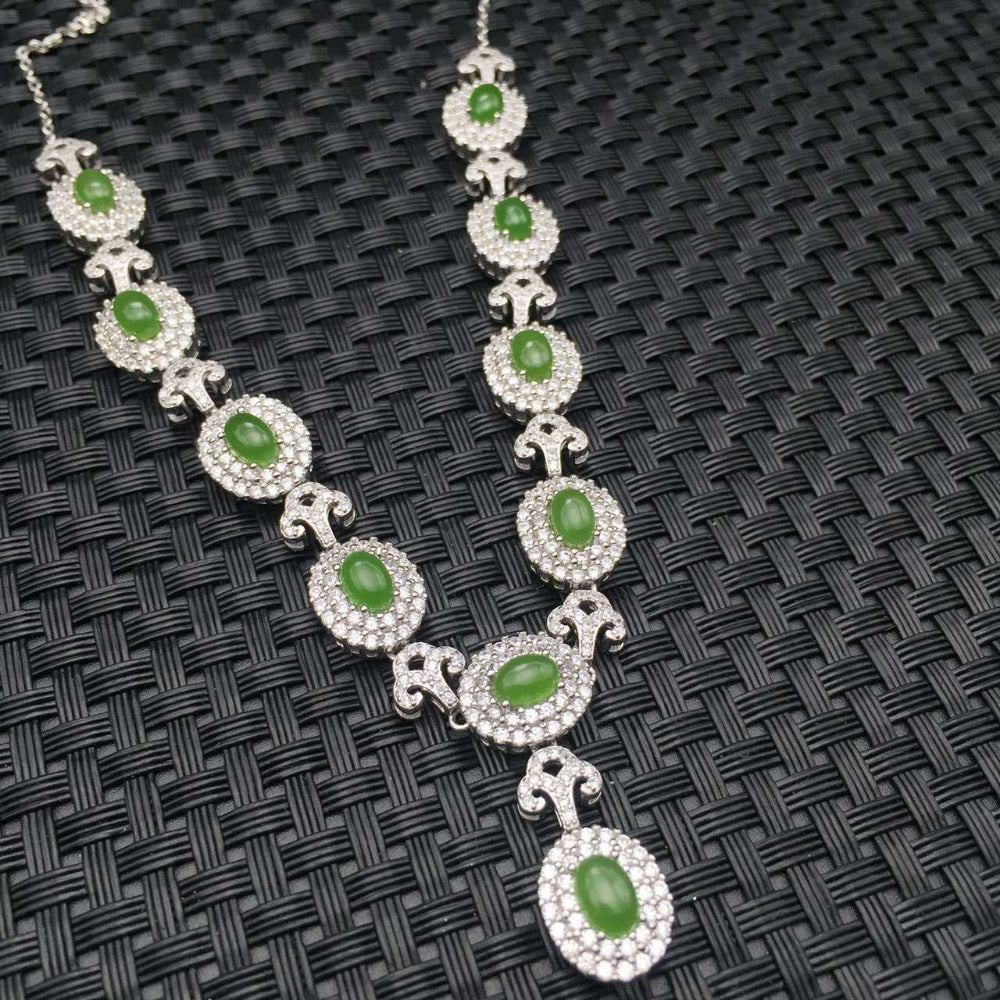 Natural green jasper Necklace natural jade Pendant Necklace S925 silver trendy Luxury Elegant mushrooms women party fine Jewelry