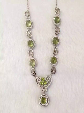 Collana di prehnite verde naturale Collana con pendente in pietra preziosa naturale Collana in nastro 925 da donna Gioielleria raffinata per donne alla moda con cuore di lusso 