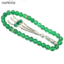 Carica l'immagine nel visualizzatore di Gallery, Agata verde gialla naturale 33 perline nappa Pietra forma rotonda Perline da 10 mm Perline di preghiera tasbih Bracciale islamico Tasbih musulmano 