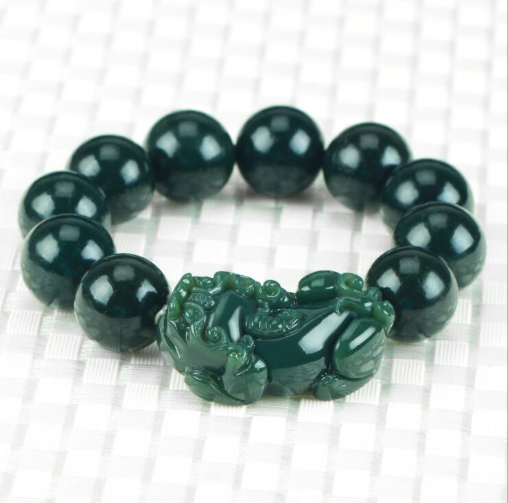 最も優遇 Moyu Qing jade hetian Natural PIXIU string hand Bracelet アクセサリー