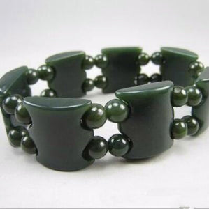 Natural hetian jade QingYu Bamboo catenary section strings stone Lucky Stretch Elastic cuff jade Bracelet Fashion Jewelry