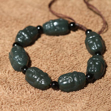 Load image into Gallery viewer, Natural hetian jade QingYu Bamboo catenary section strings stone Lucky Stretch Elastic cuff jade Bracelet Fashion Jewelry