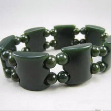 Load image into Gallery viewer, Natural hetian jade QingYu Hand catenary Hand row stone Lucky Stretch Elastic Bracelet Fashion women and men China Jewelry