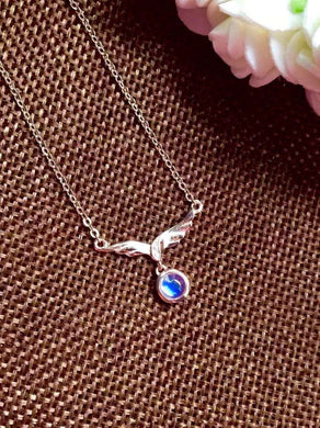Collana in pietra di luna naturale Collana con ciondolo in pietra preziosa naturale S925 argento Moda Elegante ali d'angelo ragazze donne gioielli da festa 