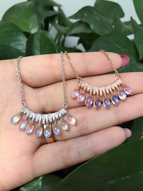 Collana in pietra di luna naturale Collana con ciondolo in pietra preziosa naturale S925 argento Moda elegante gocce frutta ragazze donne gioielli da festa 