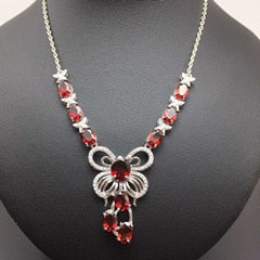 Natural red garnet stone Necklace natural olivine Pendant Necklace S925 silver trendy Luxury big butterfly women Jewelry
