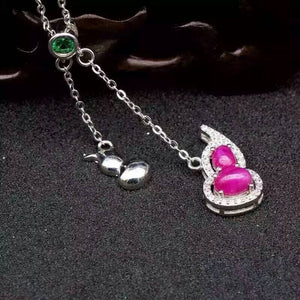 Natural red ruby stone Necklace natural gemstone Pendant Necklace S925 silver trendy Elegant gourd party fine wedding Jewelry