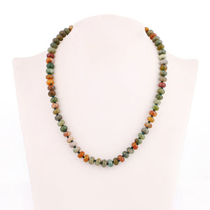Natural stone necklace lava pearl long tassel women meditation necklace knotted pearl yoga necklace jewelry Colorful Agate DK