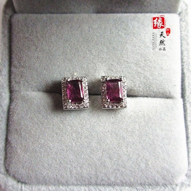 Natural stud Earrings 925 silver inlaid beautiful Natural semi-precious stones Austrian crystal purple girlfriend gift