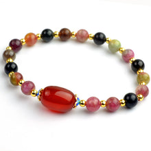 Load image into Gallery viewer, Natural tourmaline With Agate beads Bracelet jewelry Fine Beaded Bracelets Jewelry For women Gift with certificate Drop Shipping