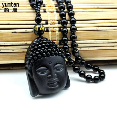 Natura Pietra di Ossidiana Buddha Collana Pendenti e Ciondoli Amuleti Talismani Gioielleria Raffinata Perla Perline Colar Feminino Collane Donna 