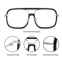 Carica l&#39;immagine nel visualizzatore di Gallery, Natuwe&amp;Co Large Big Oversize Square Plastic Metal Glasses Frame Retro Full-rim Men Women Eyeglasses