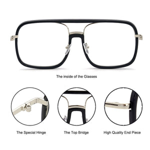 Natuwe&Co Large Big Oversize Square Plastic Metal Glasses Frame Retro Full-rim Men Women Eyeglasses
