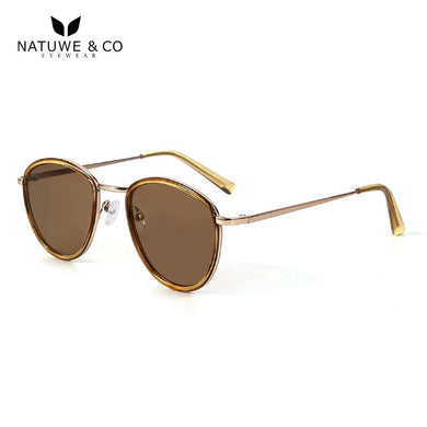 Natuwe&Co Polarized Sunglasses Brown Oval Shape Stainless Steel Glasses Sun Len Mens