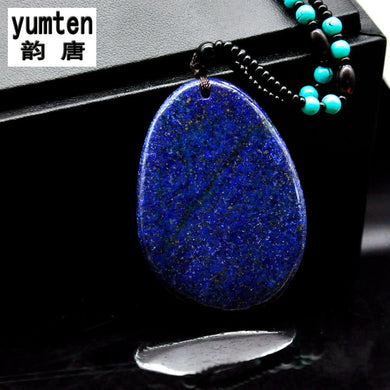 Necklace Men Women Love Fine Jewerly Lapis Lazuli Pingentes Colgantes Mujer Moda Charms Black Round Beads Chain Stone Pendant