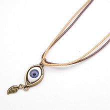 Load image into Gallery viewer, Necklace Pendant Leather Rope Chain Angel Devil's Eye Fashion Clavicle Chain halloween charms punk Necklace for women Men jewish
