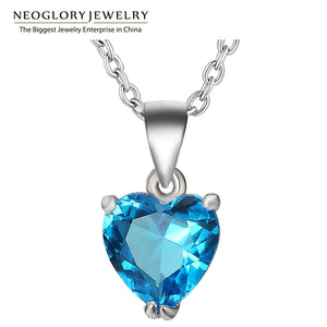 Zircon Romantic Engagement Heart Necklaces & Pendants For Women Jewelry New 2018 He1 He-b