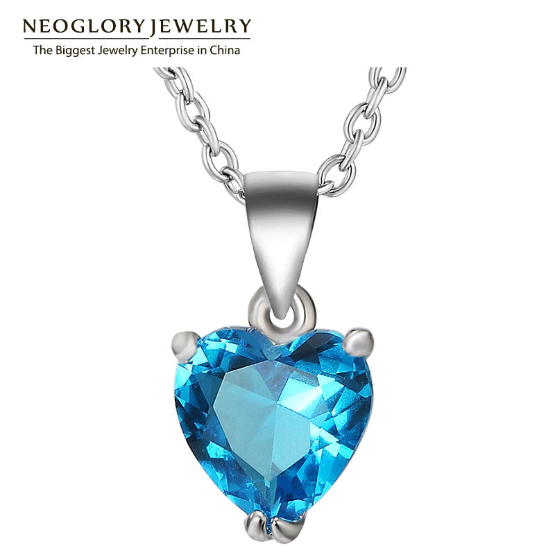 Zircon Romantic Engagement Heart Necklaces & Pendants For Women Jewelry New 2018 He1 He-b
