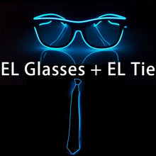 Carica l'immagine nel visualizzatore di Gallery, Neon Light Party Tie Festive Rave Apparel Accessories LED Eye Wear Glowing EL Wire Glasses For Men Women
