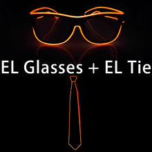 Carica l'immagine nel visualizzatore di Gallery, Neon Light Party Tie Festive Rave Apparel Accessories LED Eye Wear Glowing EL Wire Glasses For Men Women