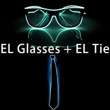 Carica l'immagine nel visualizzatore di Gallery, Neon Light Party Tie Festive Rave Apparel Accessories LED Eye Wear Glowing EL Wire Glasses For Men Women