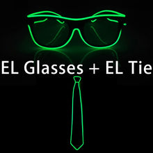 Carica l'immagine nel visualizzatore di Gallery, Neon Light Party Tie Festive Rave Apparel Accessories LED Eye Wear Glowing EL Wire Glasses For Men Women