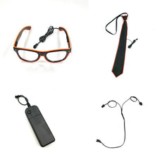 Carica l'immagine nel visualizzatore di Gallery, Neon Light Party Tie Festive Rave Apparel Accessories LED Eye Wear Glowing EL Wire Glasses For Men Women