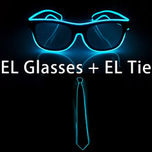 Carica l'immagine nel visualizzatore di Gallery, Neon Light Party Tie Festive Rave Apparel Accessories LED Eye Wear Glowing EL Wire Glasses For Men Women