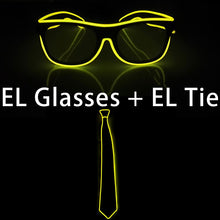 Carica l'immagine nel visualizzatore di Gallery, Neon Light Party Tie Festive Rave Apparel Accessories LED Eye Wear Glowing EL Wire Glasses For Men Women