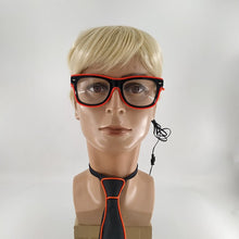 Carica l'immagine nel visualizzatore di Gallery, Neon Light Party Tie Festive Rave Apparel Accessories LED Eye Wear Glowing EL Wire Glasses For Men Women