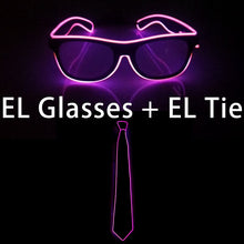 Carica l'immagine nel visualizzatore di Gallery, Neon Light Party Tie Festive Rave Apparel Accessories LED Eye Wear Glowing EL Wire Glasses For Men Women