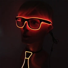 Carica l'immagine nel visualizzatore di Gallery, Neon Light Party Tie Festive Rave Apparel Accessories LED Eye Wear Glowing EL Wire Glasses For Men Women