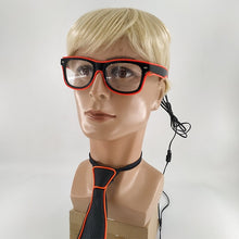 Carica l'immagine nel visualizzatore di Gallery, Neon Light Party Tie Festive Rave Apparel Accessories LED Eye Wear Glowing EL Wire Glasses For Men Women