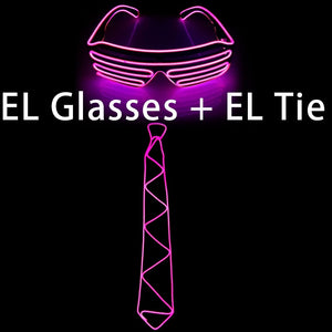 Neon Party LED Tie Festival Unisex Apparel Accessories Glowing EL Wire Sunglasses For Music Rave Vocal Concert