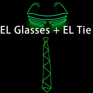 Neon Party LED Tie Festival Unisex Apparel Accessories Glowing EL Wire Sunglasses For Music Rave Vocal Concert