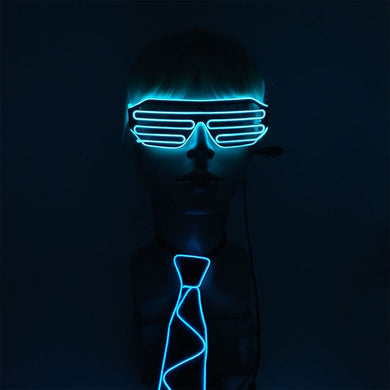 Neon Party LED Tie Festival Unisex Apparel Accessories Glowing EL Wire Sunglasses For Music Rave Vocal Concert
