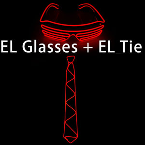 Neon Party LED Tie Festival Unisex Apparel Accessories Glowing EL Wire Sunglasses For Music Rave Vocal Concert