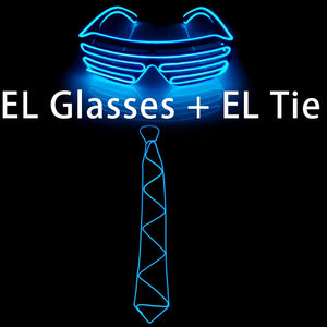 Neon Party LED Tie Festival Unisex Apparel Accessories Glowing EL Wire Sunglasses For Music Rave Vocal Concert