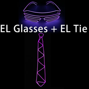 Neon Party LED Tie Festival Unisex Apparel Accessories Glowing EL Wire Sunglasses For Music Rave Vocal Concert