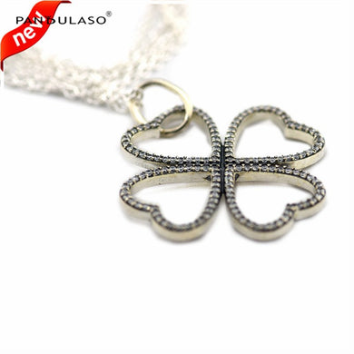 New 2016 925-Sterling-Silver Petals of Love Necklace Pendant With CZ Necklaces & Pendants for Women Silver 925 Fashion Jewelry