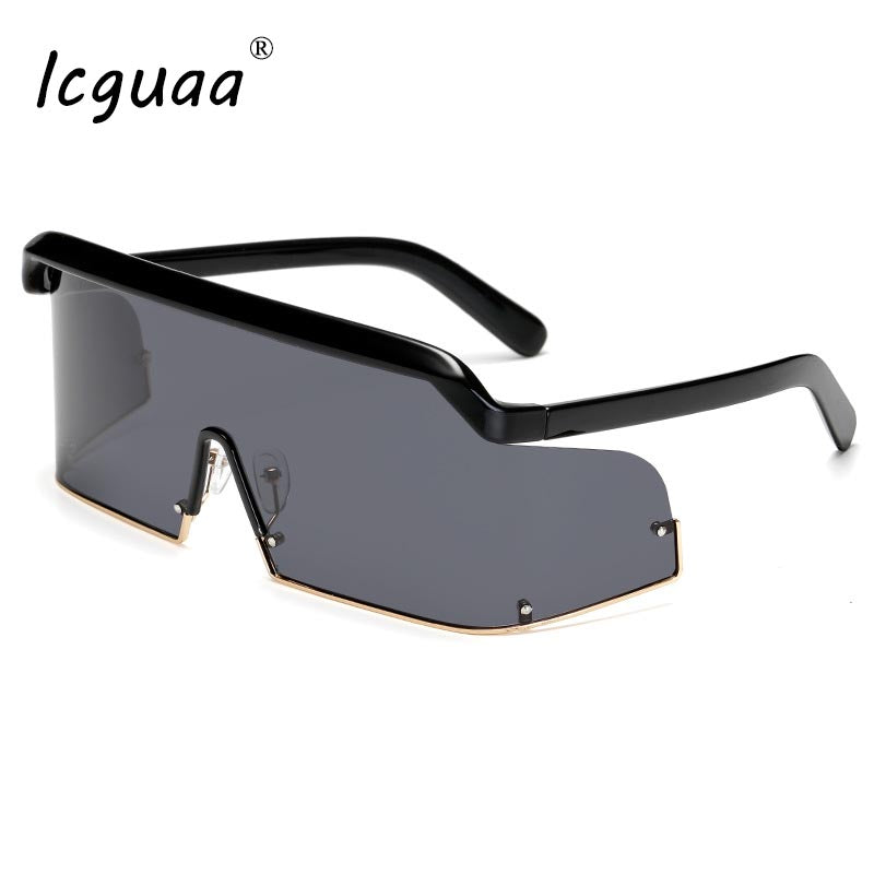 2023 2023 Trend ladies outdoor personality Sunglasses women Oversized onepiece  brand Lentes de sol mujer