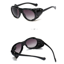 Load image into Gallery viewer, 2023 Men Steampunk Metal Gothic Goggles Sunglasses Women Retro Leather With Side Shades Round Sun glasses