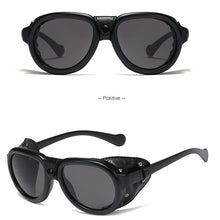 Load image into Gallery viewer, 2023 Men Steampunk Metal Gothic Goggles Sunglasses Women Retro Leather With Side Shades Round Sun glasses