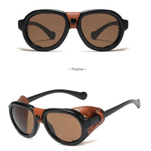 Load image into Gallery viewer, 2023 Men Steampunk Metal Gothic Goggles Sunglasses Women Retro Leather With Side Shades Round Sun glasses