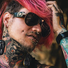 Load image into Gallery viewer, 2023 Brand Design Women Men Sunglasses Oversized Frame Leather Sun Glasses Man Hip Hop High Huality Male Female 2150 UV400