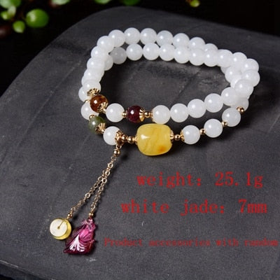 New 925 sterling silver Tourmaline bracelet natural handmade DIY Beeswax white jade bracelets for women party wedding jewelry