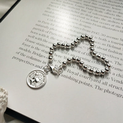 New 925 sterling silver bead figure bracelets silver round bead queen figure charm bracelets for women silver 925 jewelry 2018