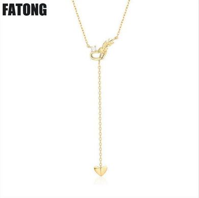 New 925 sterling silver inlaid zircon necklace love cupid arrow necklace female fashion jewelry. J0133