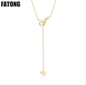New 925 sterling silver inlaid zircon necklace love cupid arrow necklace female fashion jewelry. J0133