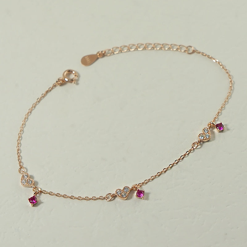 New 925 sterling silver zircon heart bracelets simple design fashion sweet girl heart bracelets wild women charms jewelry gift